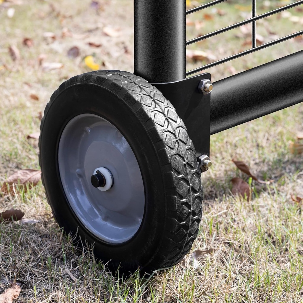 8" Heavy Duty Gate Wheel Caster for Metal Tube Gate, Gate Helper Support Side-Mounted Wheel for Swing Gate Farm Gate Chain Link Fence Gate, Fits 1-5/8" to 2" O.D. round Tube Gate Frames, Black