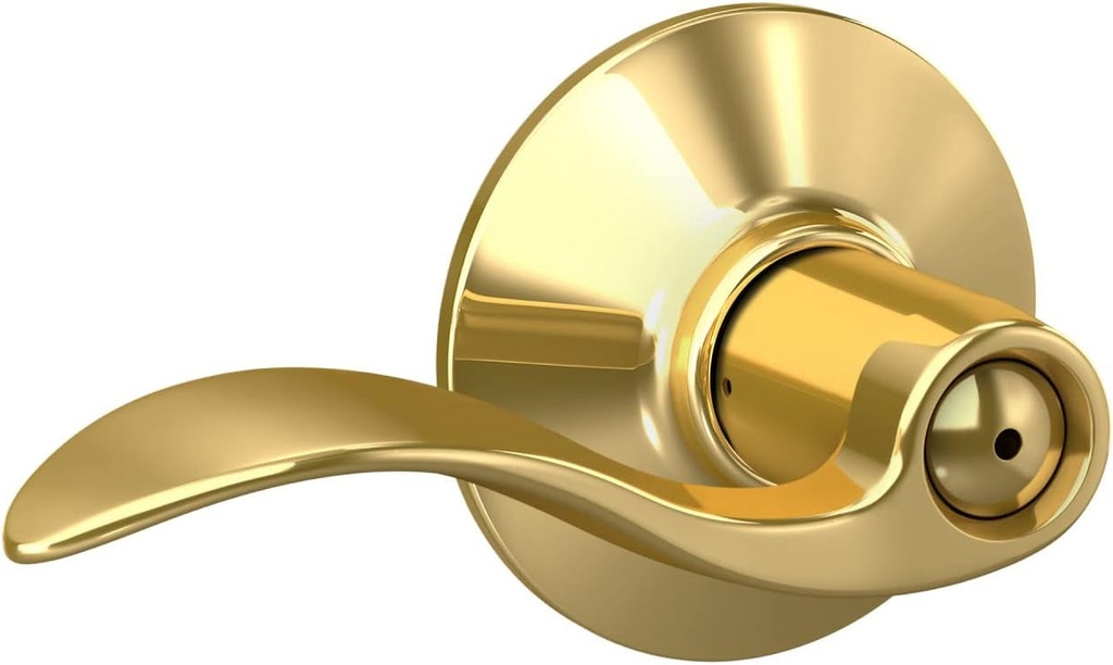 Schlage F40 V ACC 605 Accent Door Lever, Bed & Bath Privacy Lock, Bright Brass