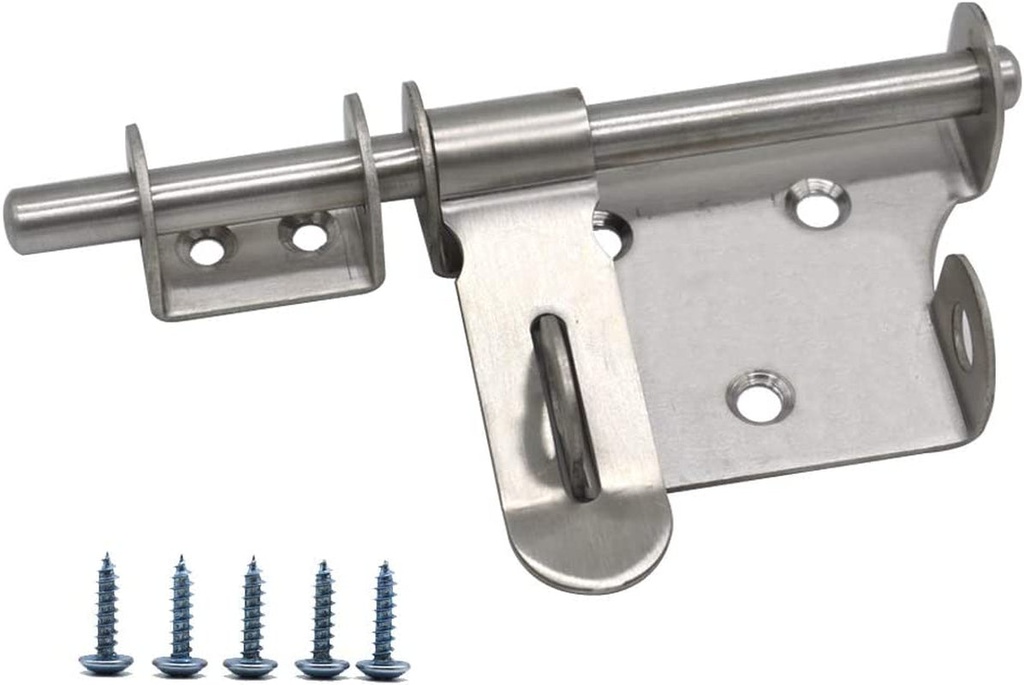 6 Inch Sliding Bolt Gate Latch Heavy-Duty Thickening Stainless Steel Barrel Bolt with Padlock Hole Door Latch