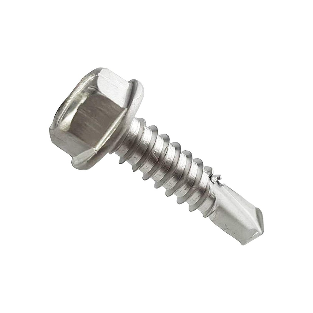 1/4" X 2" Hex Washer Head Self Drilling Screws, Self Tapping Sheet Metal Tek Screws, 410 Stainless Steel, 100 PCS