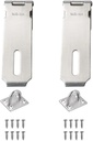 Door Locks Hasp Latch,Coologin 4Inch Stainless Steel Packlock Clasp Hasp, Safety Door Gate Bolt Lock Latches Buckle with 8PCS Mounting Screws(Silver) (2 Pack)