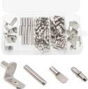 Shelf Support Pegs Kit, 94 Pcs 4 Styles Shelf Pegs, 5Mm Nickel Plated Cabinet Shelf Bracket Pegs, Shelf Pins Holders for Bookcase Kitchen Closet Shelf Shelves Furniture Cabinet