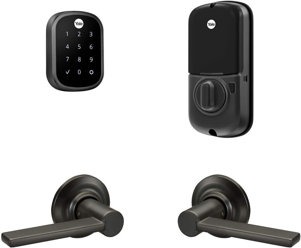 Yale Assure Lock SL, Wi-Fi Smart Lock with Valdosta Lever - Works with the Yale Access App, Amazon Alexa, Google Assistant, Homekit, Phillips Hue and Samsung Smartthings, Black Suede