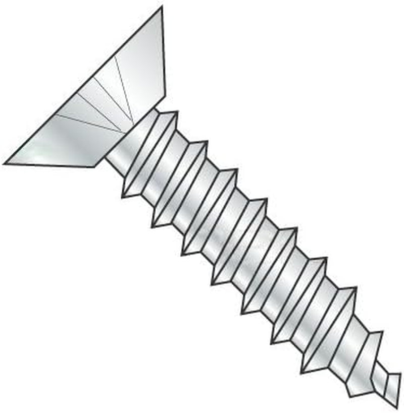 #10 X 3/8" Self Tapping Screws - Sheet Metal Screws, Type A, Stainless Steel 18-8, Undercut Flat Head, Phillips Drive, Full Thread (Quantity: 1000 Pcs)