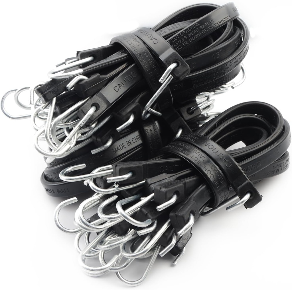30PCS 31" Rubber Tarp Straps with 150% Max Stretch, 100% EPDM Heavy Duty Bungee Cords with Hooks, Ideal for Securing Tarps, Canvases