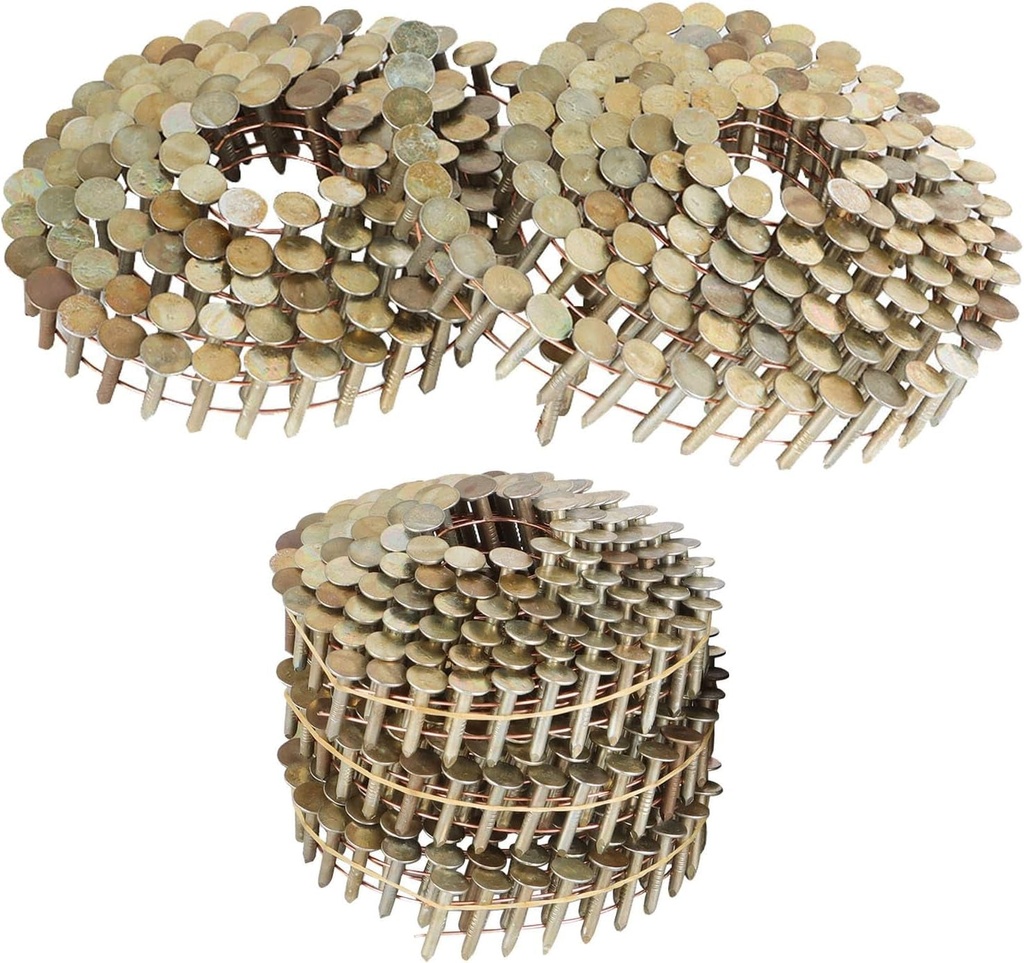 3600 Count Siding Nails 15 Degree 7/8 Inch X 0.12 Inch Collated Wire Coil Full round Head Ring Shank Electro Galvanized Roofing Nails