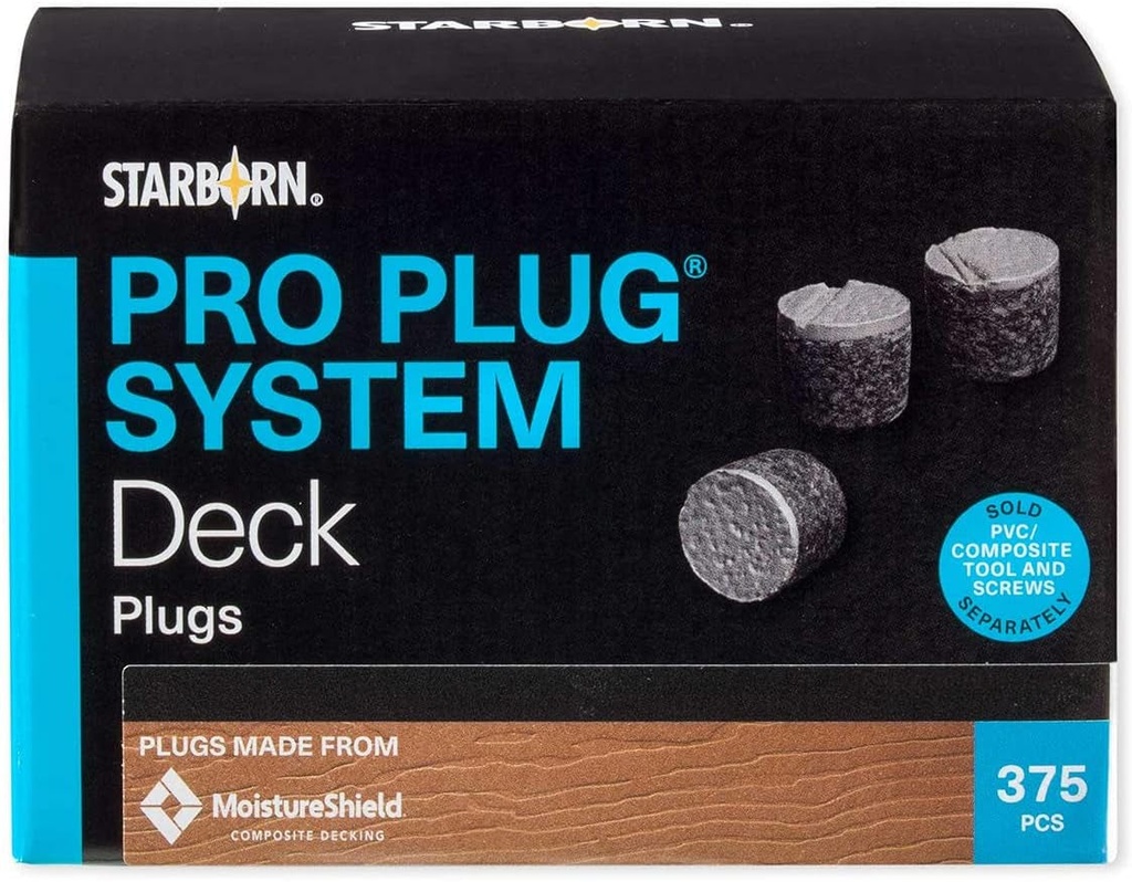 Starborn Pro Plugs for Moistureshield Vision Smokey Gray Decking - 375 Count