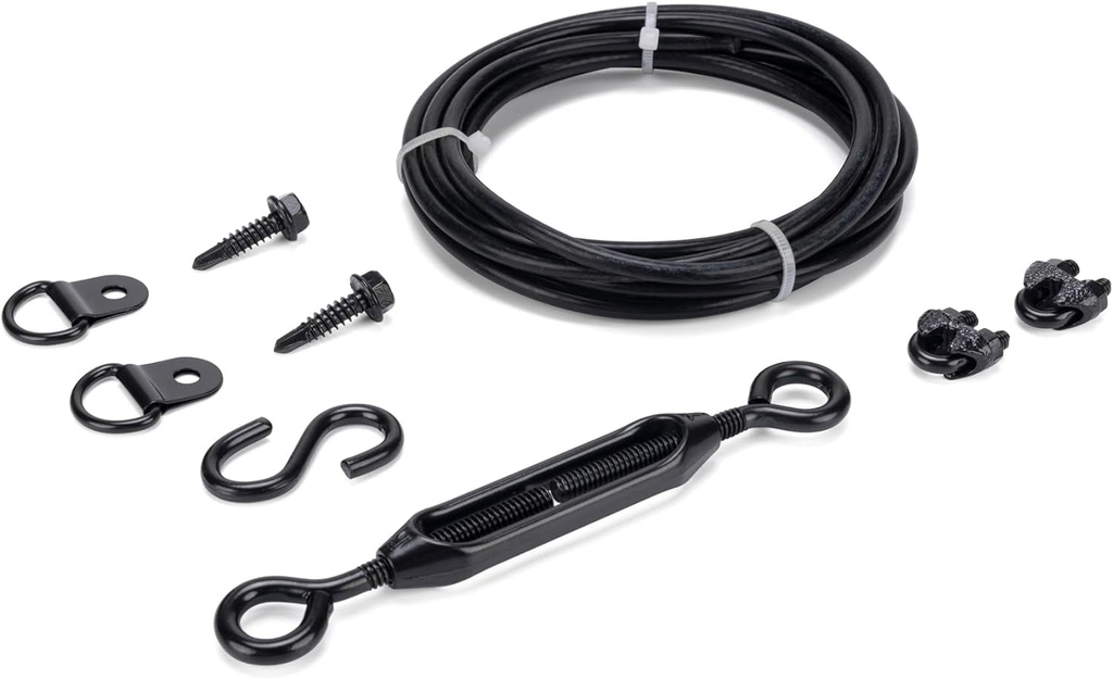 Durable Anti-Sag Gate Kits for Wooden Fence, Gate Support Cable Kit in Zinc, Anti-Sagging Fence Gate Kit Steel, Wood Door Repair Kit for Outdoor, Black
