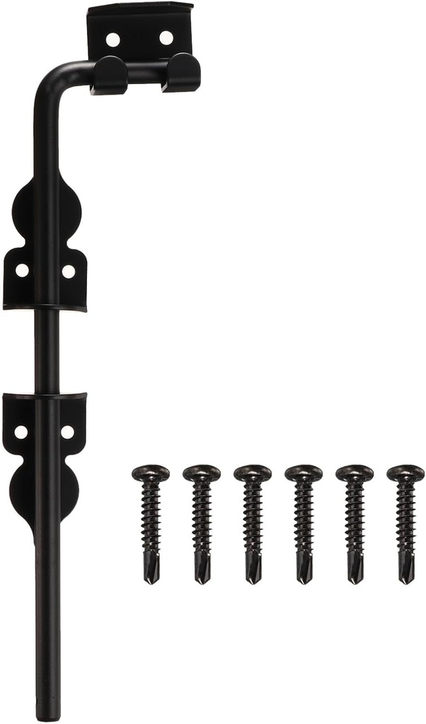 Uxcell 12" Cane Bolt, Cane Bolt Gate Drop Rod Iron Gate Doors Stopper Gate Hardware for Wooden Gate and Fences Doors, Black Finish