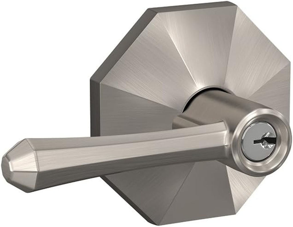 SCHLAGE F51A DMP 619 RWD Dempsey Lever with Rosewood Trim Keyed Entry Lock, Satin Nickel