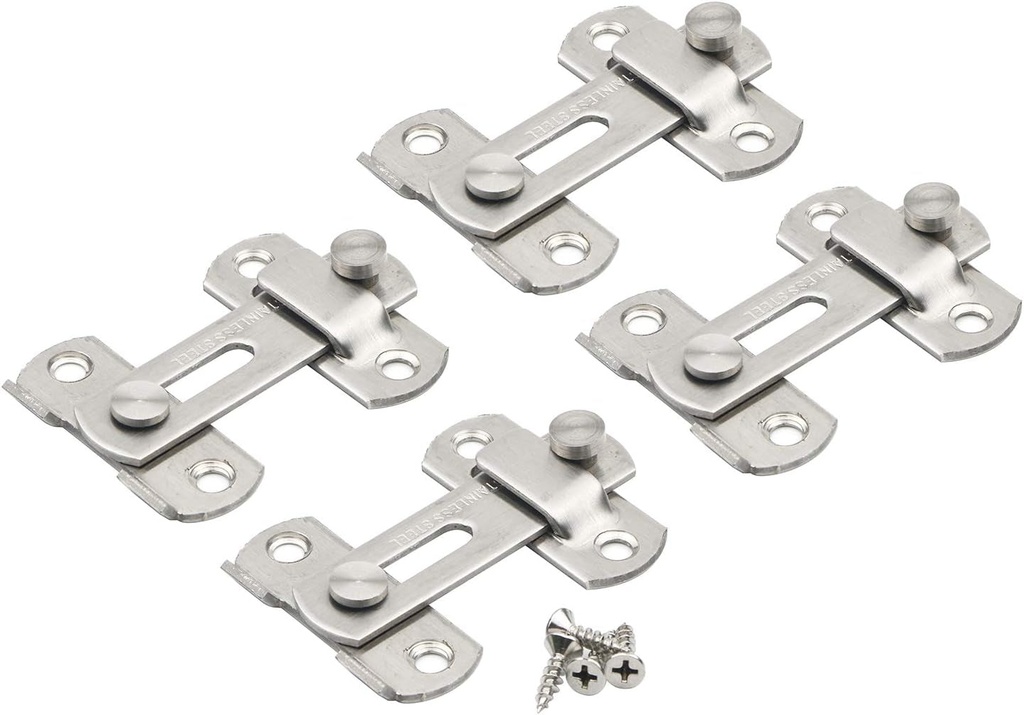 Barn Door Lock, Flip Door Latch Heavy Duty Stainless Steel Safety Door Lock Bar Gate Latches for Wine Cabinet, Bathroom, Outdoor, Garage, Garden, Closet Door, Brushed Finish (Silver)
