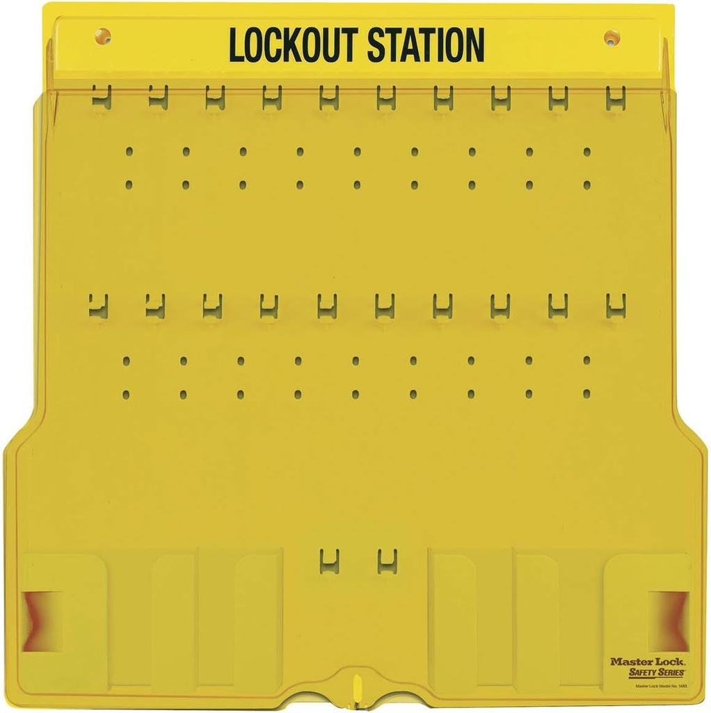 Master Lock - 1484B 20 Pack Lockout Station with Cover, Unfilled Yellow