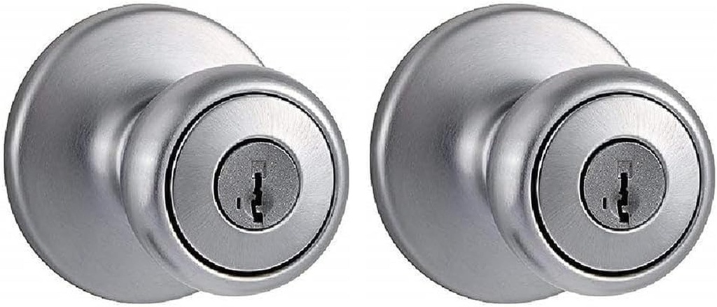 Kwikset 94002-870 Tylo Keyed Entry Knob with Smartkey Security in Satin Chrome (Pack of 2)