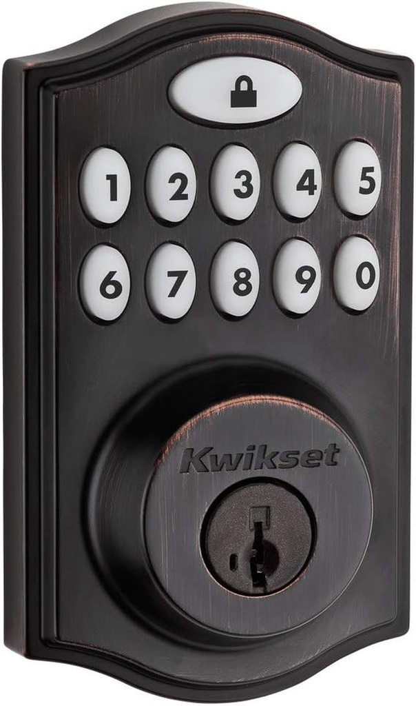 Kwikset 99140-024 Smartcode 914 Traditional Smart Lock Keypad Electronic Deadbolt Door Lock with Smartkey Security and Z-Wave Plus, Venetian Bronze