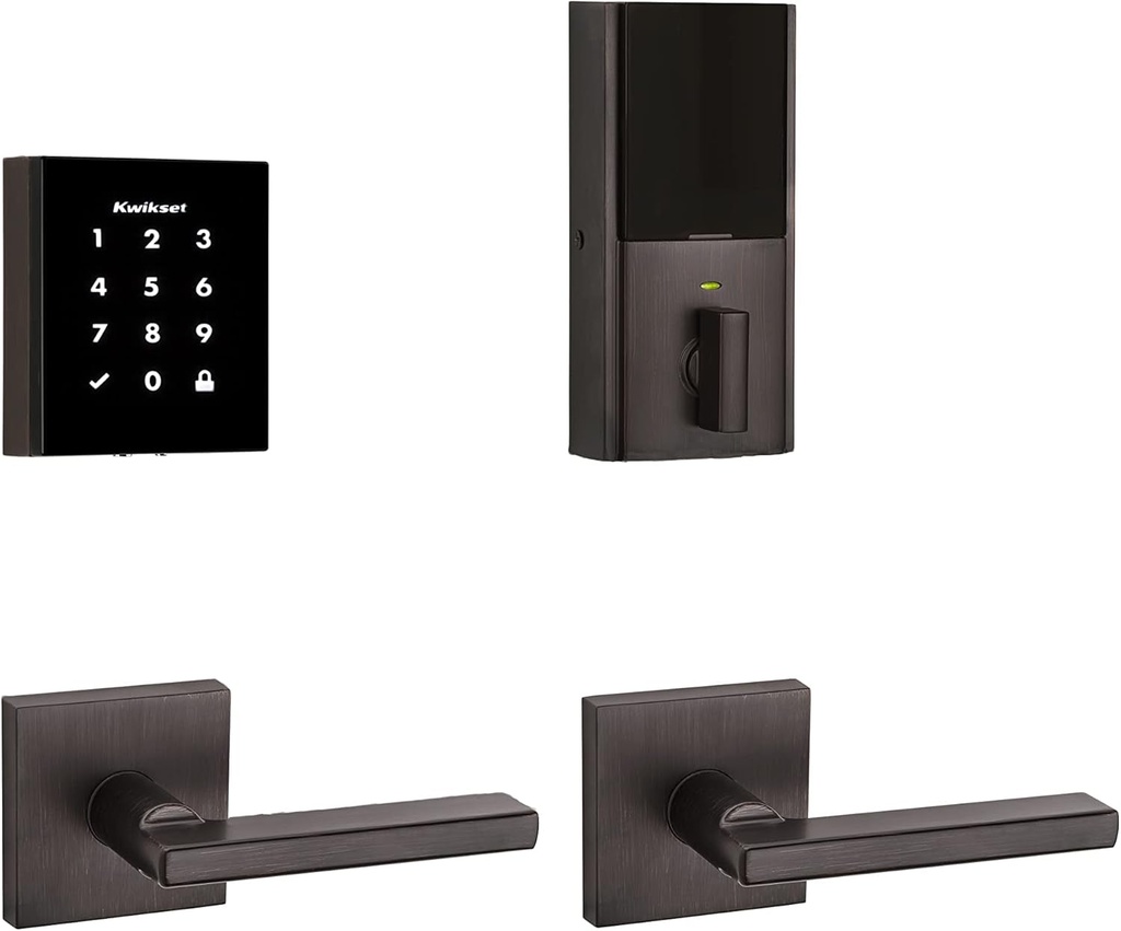 Obsidian Keywayless Electronic Touchscreen Deadbolt with Halifax Passage Lever