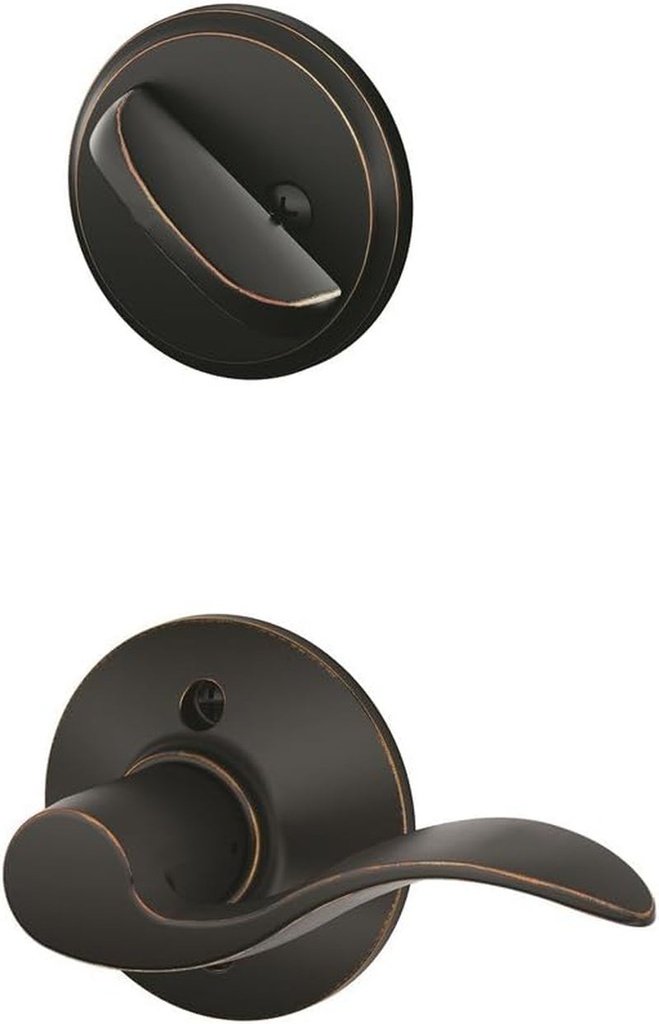 Schlage F59 ACC 716 LH Accent Interior Left-Handed Lever with Deadbolt, Aged Bronze (Interior Half Only)