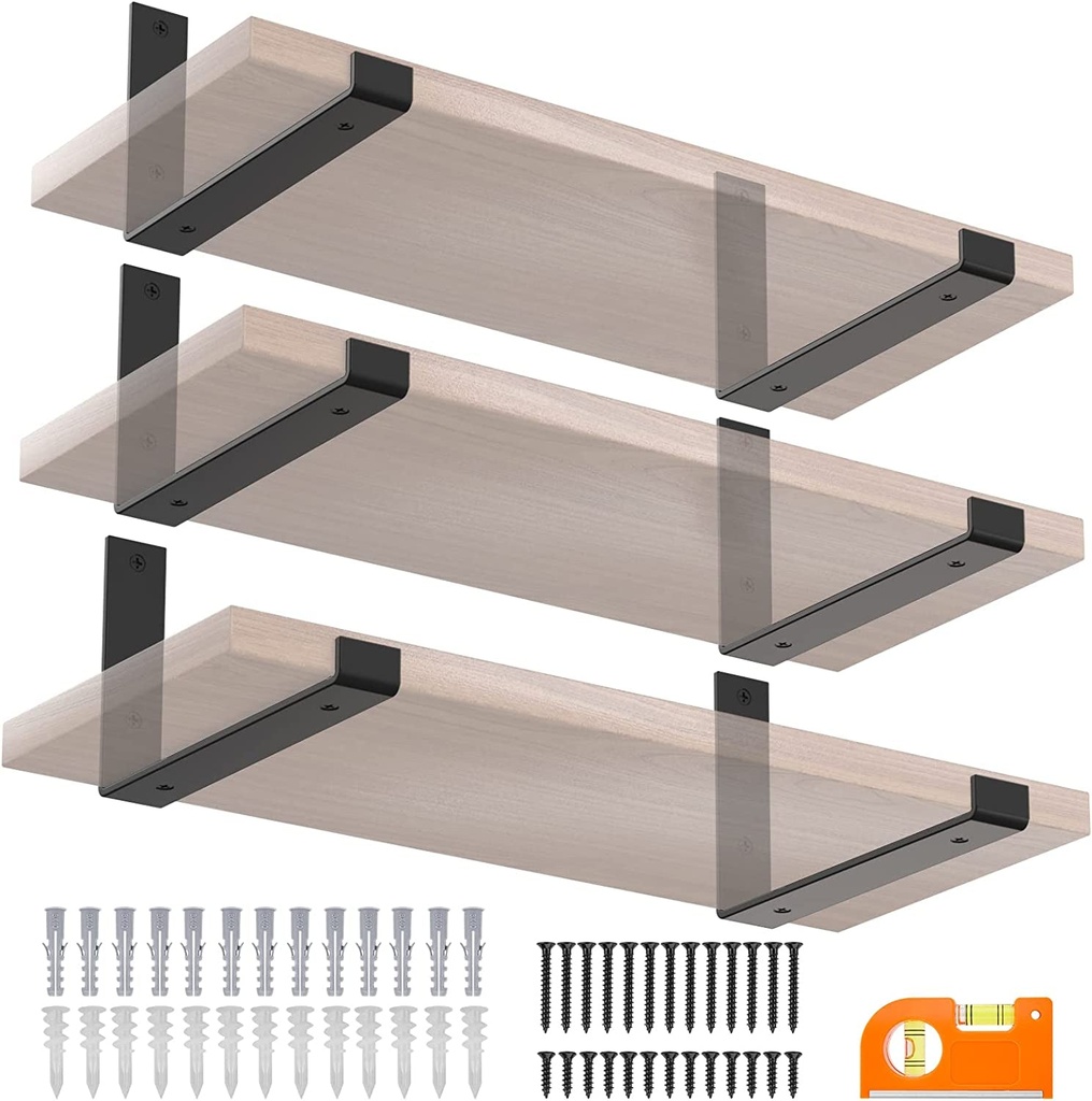 TICONN 13/64'' J Shape Shelf Bracket, Metal Shelf Brackets Heavy Duty for Room, Home, Office, Garage (8", 4 Pack)