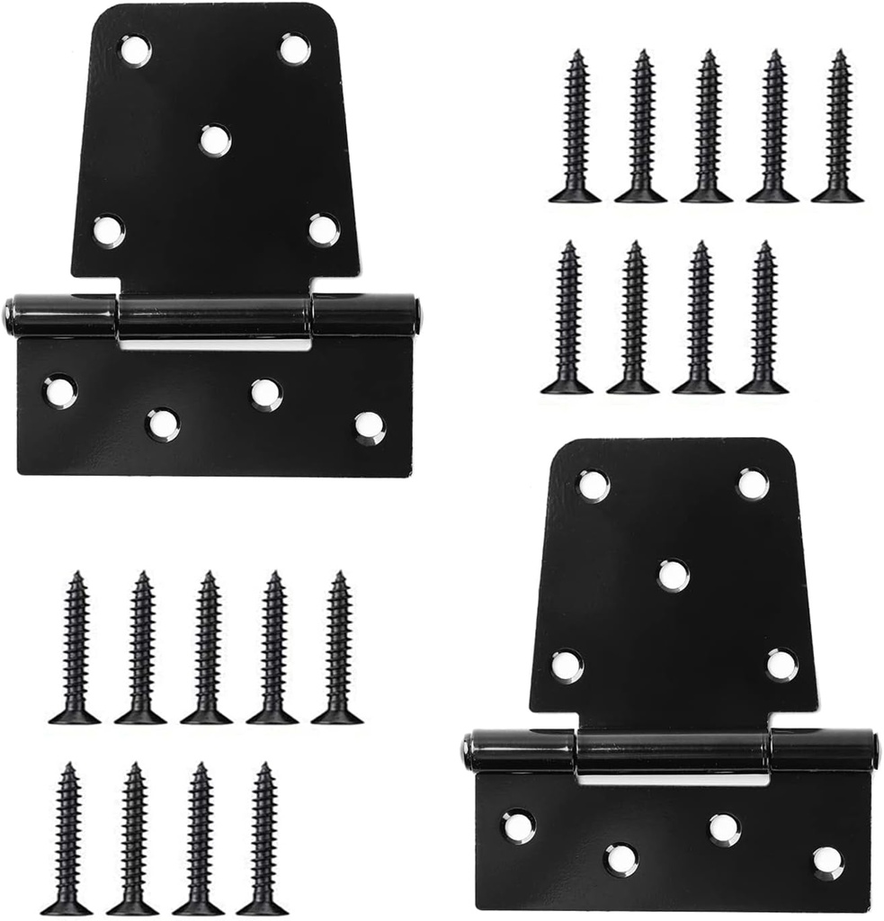 3.5 Inch Heavy Duty Gate Hinges 2 Pack, Extra Thickness Black Iron Door Hinges for Shed Barn Wood Fence Gate (Screws Included)