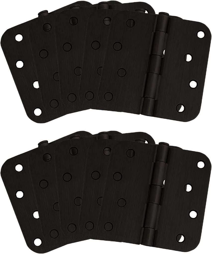 Design House 181628 5/8-Inch Radius Steel Door Hinge Door Hardware for Interior Doors, 4-Inch X 4-Inch, Oil Rubbed Bronze, 10-Pack