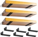 Heavy Duty Floating Shelf Brackets - 1/5 Inch Thick Industrial Black Metal L Brackets, Premium Solid Steel Shelf Supports for Shelves - 5 Inch Heavy Floating Shelves Hardware (6Pcs)