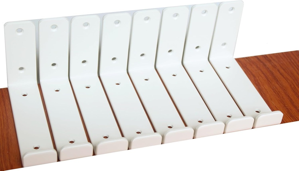 8 Pack - 5.5"L X 4"H X 1.5"W J Lip Shelf Brackets Rustic Farmhouse Iron Wall Floating Shelf Bracket Metal Shelf Bracket Industrial Shelf Supports with Screws White