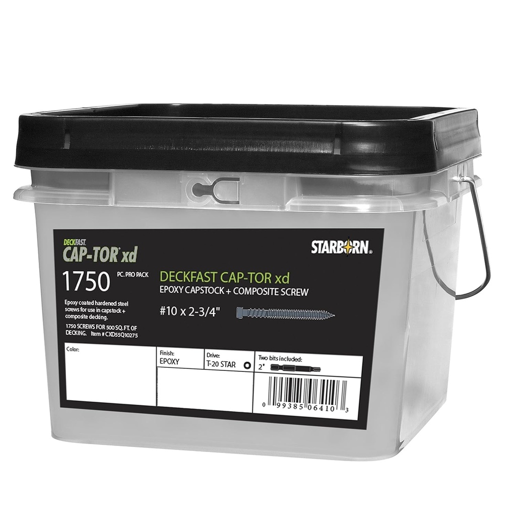 Deckfast Cap-Tor Xd 10 X 2-3/4" - Epoxy Coated - #55 Dark Slate Composite Deck Screws - 1750 Pieces for 500 Sq Ft of Decking