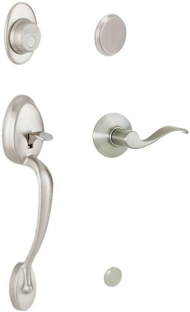 Schlage F93PLY619ACCLH Plymouth Inactive Handleset with Accent Left-Handed Lever, Satin Nickel