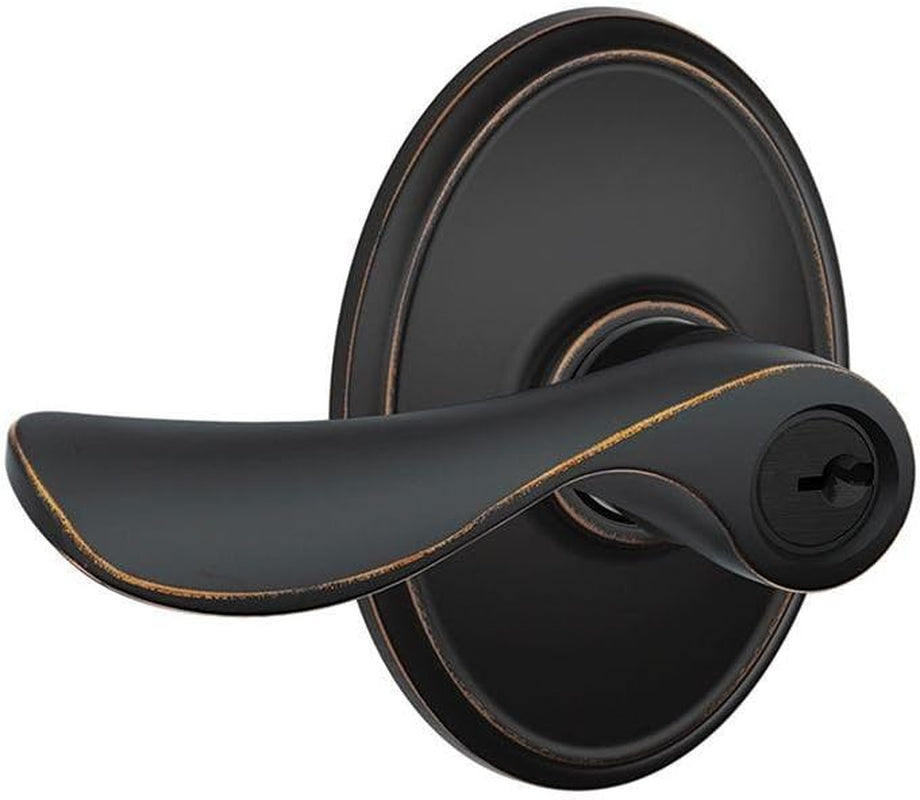 SCHLAGE F51A CHP 716 WKF Champagne Lever with Wakefield Trim Keyed Entry Lock, Aged Bronze