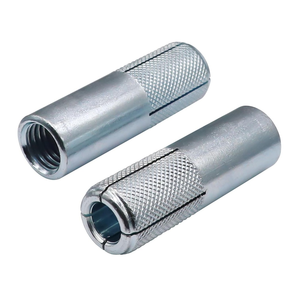 3/4" X 3-1/7 Inch Drop-In Anchor, Zinc-Plated Carbon Steel Expansion Sleeve Screw Bolts Kit for Concrete Drywall (25 Pcs)