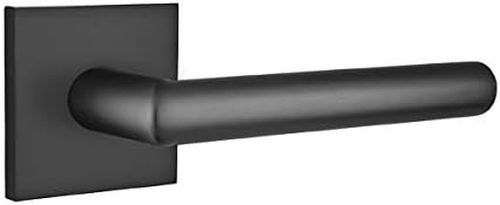 EMTEK Square Rosette Privacy Set with Matching Finish Stuttgart Lever - Choice of Left/Right Handing and 7 Finishes - 5210STULHUS19 - Left Handed (LH) - Flat Black (US19)