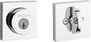 Kwikset 158 Milan Deadbolt Lock, Polished Chrome Square Exterior Keyed Front Entry Door, Pick Resistant Smartkey Rekey Security, Single Cylinder Dead Bolt, with Microban Protection