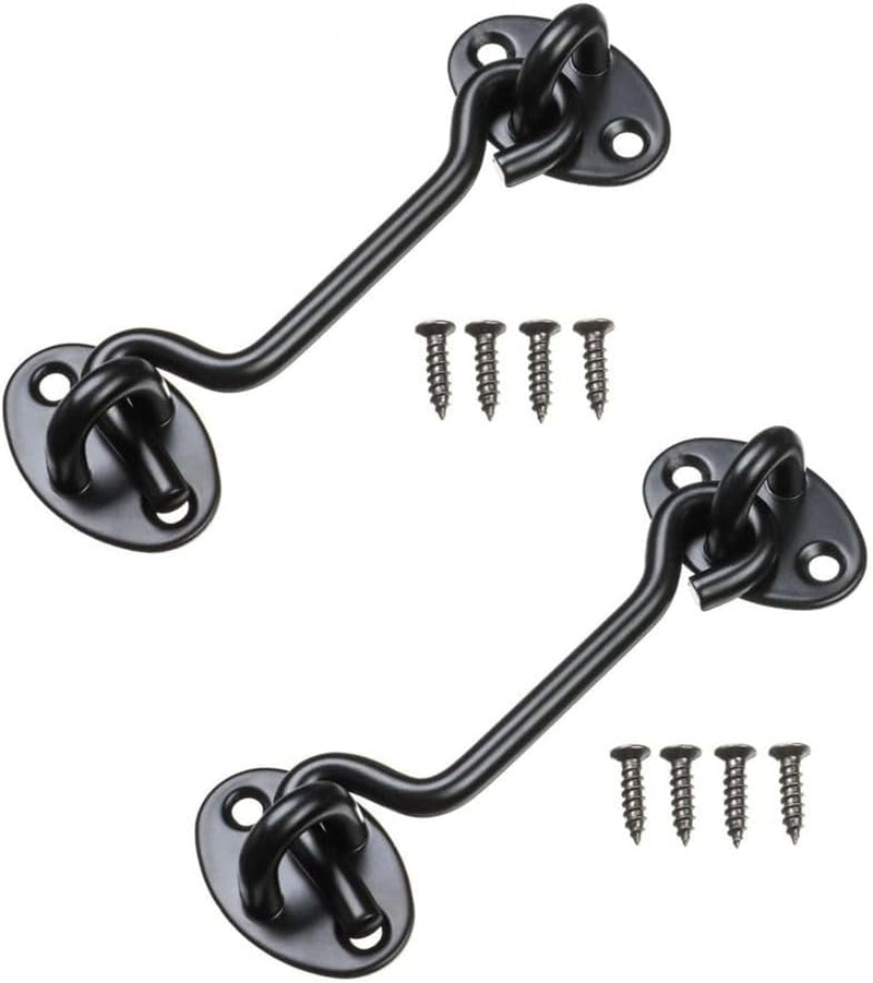 2 Pcs Barn Door Lock Gate Latch 4 Inch Hook and Eye Latch Heavy Duty Screen Latches Hardware Stainless Steel Gate Lock Cabin Hooks for Home