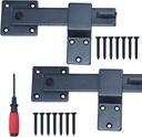 2 Pack Wrought Iron Door Latch Farm Flip Fence Gate Latch with Screwdriver for Wooden Fence Sliding Door, Swing Open Gate, Double Gate, Barn Door, Cabinet, Shed