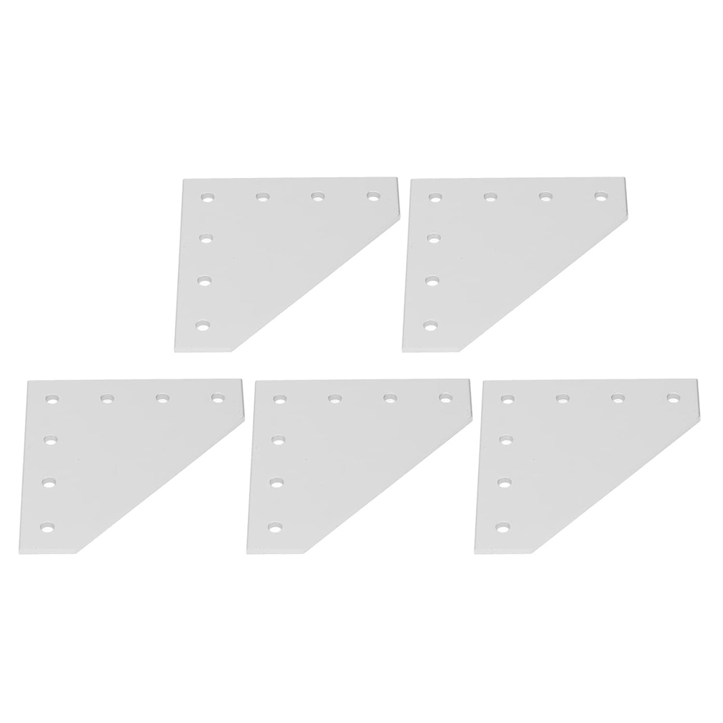 7 Hole Joining Plate, 5Pcs Jointing Strengthen Plate Silver White Oxidation 7 Hole Aluminum Alloy Strong Joint Bracket Plate, Braces & Joist Hangers (4040L)