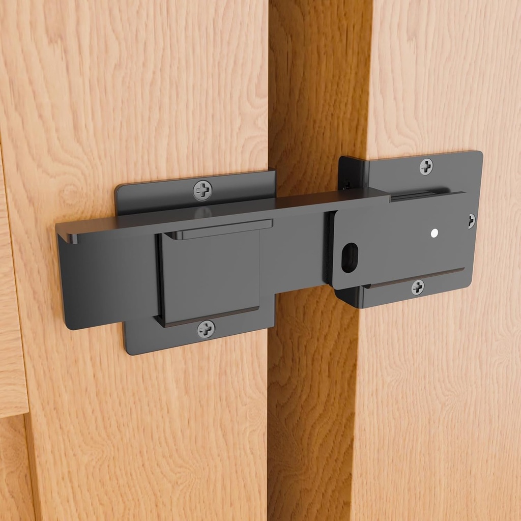 7-1/2" Flip Gate Latch with Padlock Hole Heavy Duty, 4Mm Safety Door Latch for Wooden Fence, Gate, Sliding/Swing Door, Barn Door, Shed, Vinyl Fence, Garage, Black