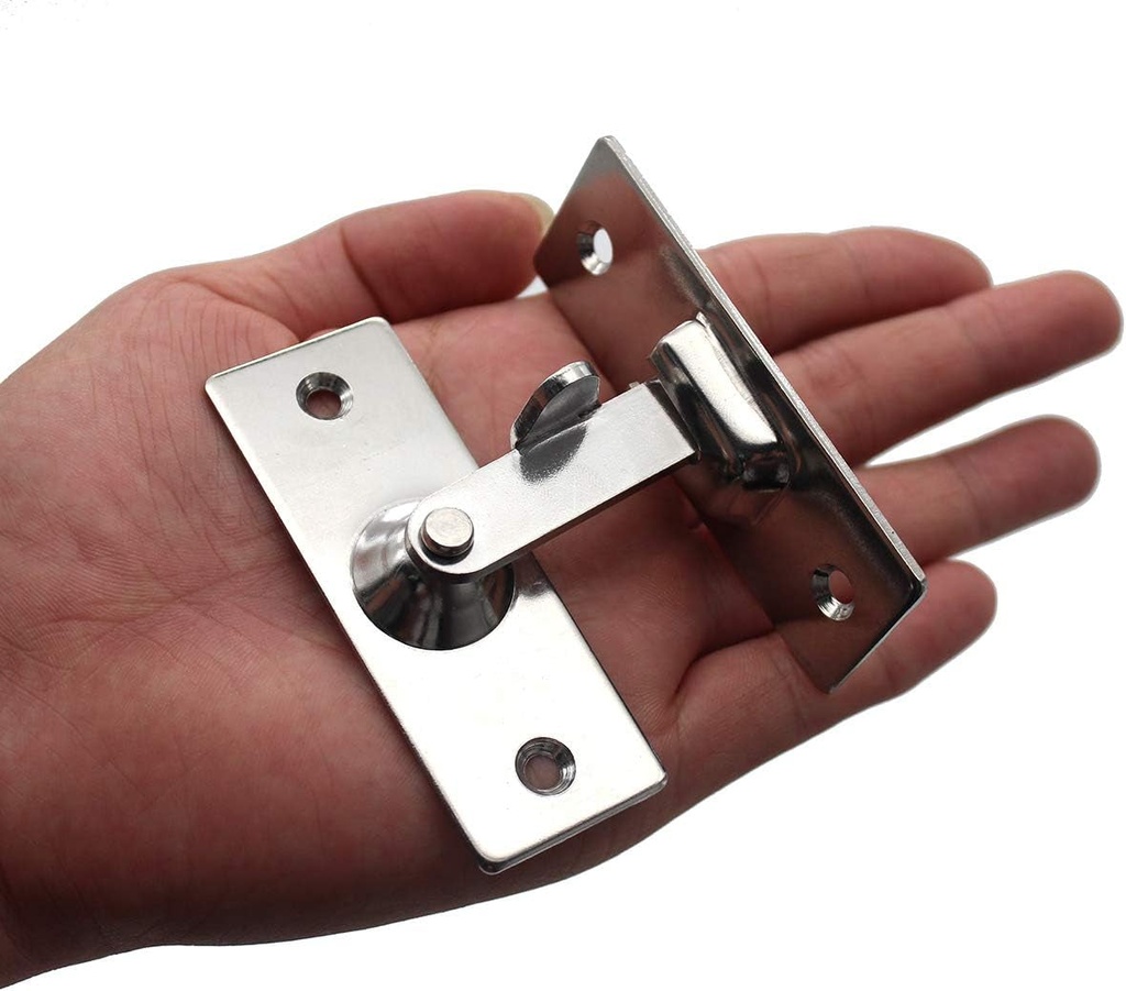 Large 90 Degree Right Angle Door Lock Buckle Security Door Lock, Stainless Steel Door and Window Lock Bar Bolt Barn Sliding Door Lock Sliding Latch