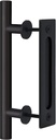 HOME MASTER HARDWARE Heavy Duty 12" Sliding Barn Door Handles, Pull and Flush Handle Set for Gates Garages Sheds Furniture, round Rustic Two-Side Flat Back-Plate Design, Black Powder Coated Finish