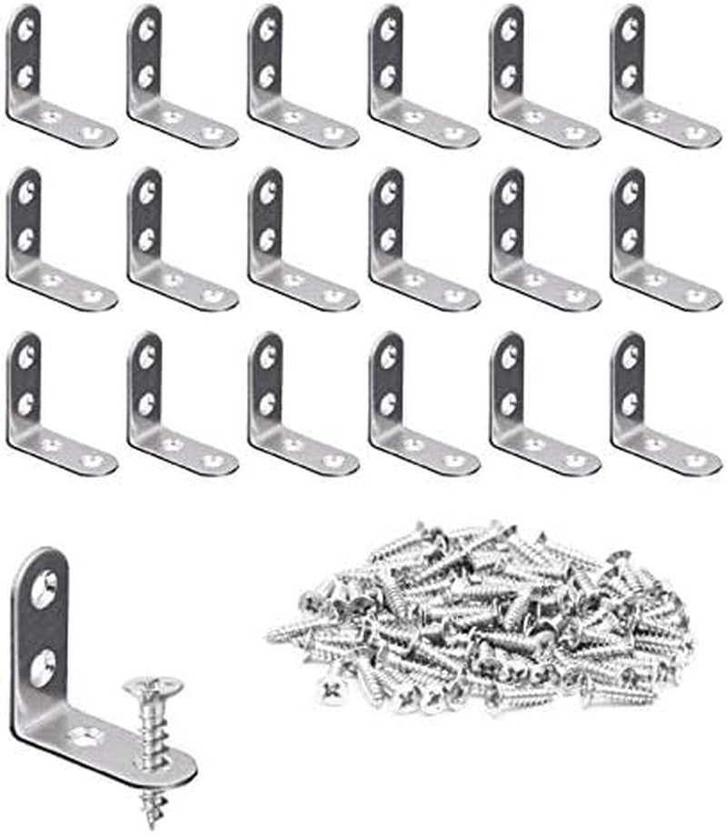 L Bracket Corner Brace 18 Pieces with 72 Screws Set Stainless Steel 40Mmx40Mm Metal Joint Right Angle Brackets Fastener, (40Mmx40Mm 18 Pieces)