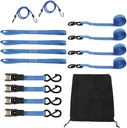 Ratchet Tie down Straps 4 PK 15 FT 2200 LB Break Strength Safety Lock S Hooks Blue