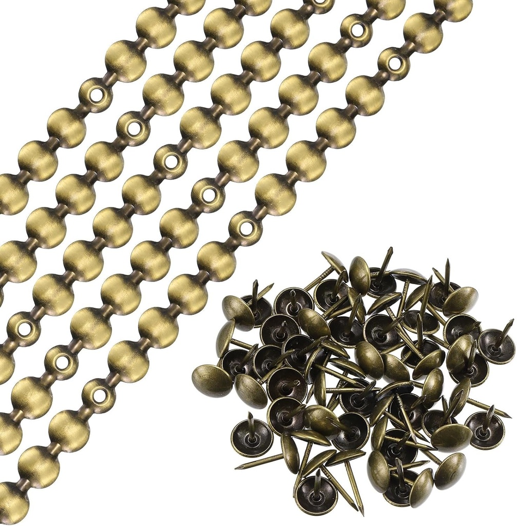 Uxcell 10Pcs Upholstery Tacks Strips, 1Meter Glossy Decorative Nail Trims for Sofa Headboard Chair Furniture with Upholstery Nails (11Mm Bronze)