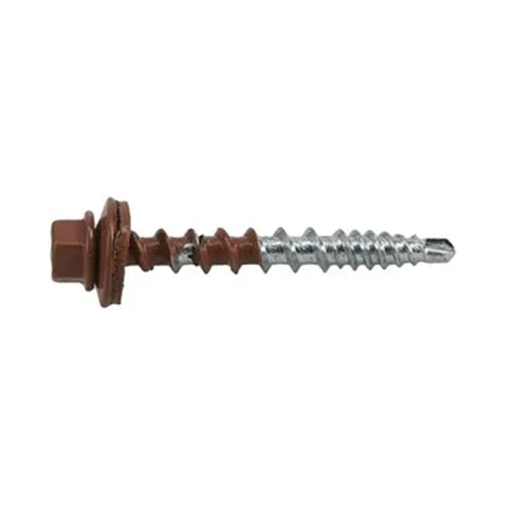 Hillman Fasteners 250 Piece Self Drilling 10 by 1.5 Inch Powerpro Coated Metal to Wood Roofing Screws for Residential Construction, Red