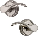 Baldwin Tobin, Interior Passage Door Reversible Lever for Hallway/Closet/Rooms, Non-Locking Door Handle with Microban Protection, in Satin Nickel