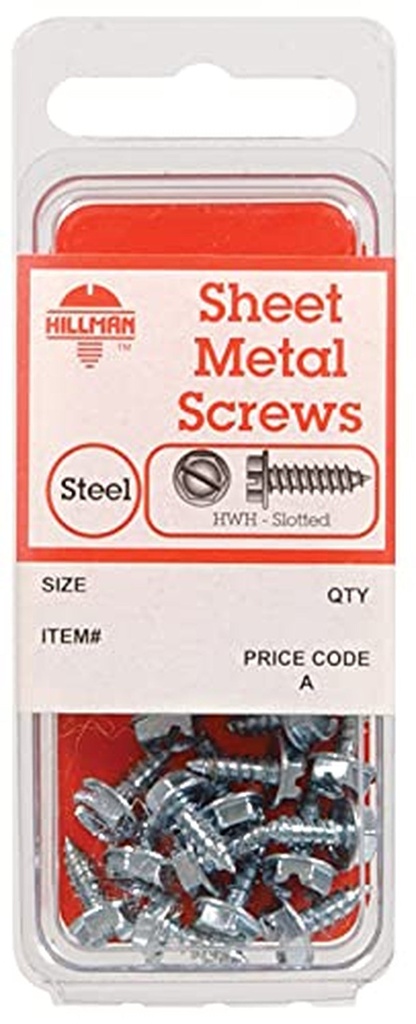 Hillman 8 In. X 1/2 In. L Slotted Hex Washer Head Zinc-Plated Steel Sheet Metal Screws 100 1 Pk