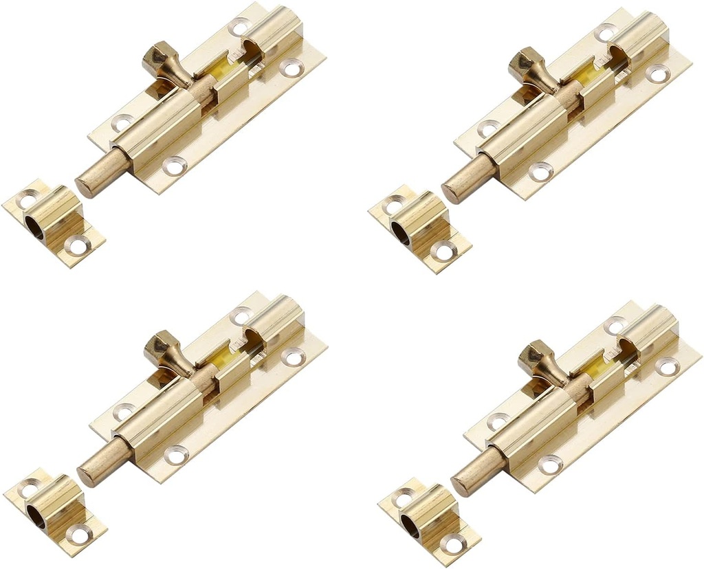 4 PCS Brass Barrel Bolt Slide Latch Lock 2 Inch, Security Gold Slide Latch Lock, Slide Bolt Latch Door Barrel with Screws