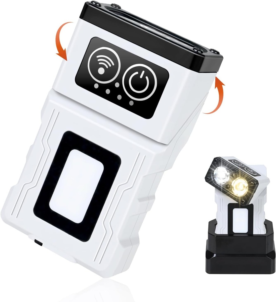 ULTRAFIRE Small Keychain LED Flashlight with Rechargeable Charging Base, 180 Degree Rotating Head, 500 Lumens Mini Pocket Flashlight, 10 Modes EDC Flashlight