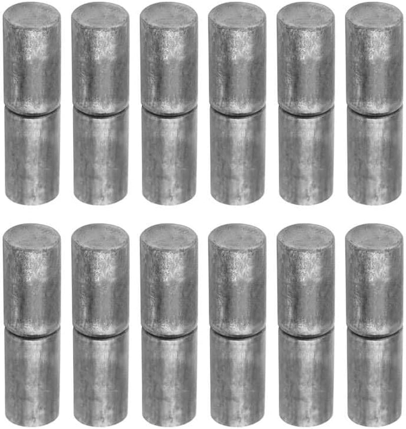 12 Pack Weldable Barrel Hinges, 3" Long - 3/4" Diameter, round Body Steel Weld on Bullet Door Hinges Detachable Hinges for Swing Door, Windows, Trailer Ramp Gate
