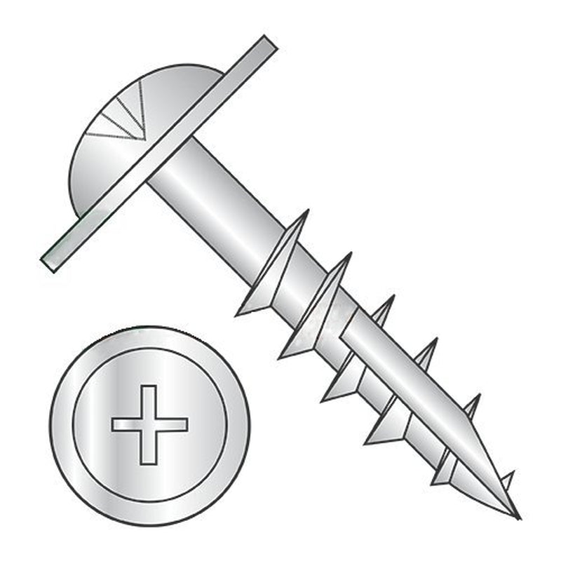 #8 X 1 1/2" Deep Thread Wood Screws/Phillips/Round Washer Head (#10) / Steel/Zinc/Type 17 Pt / #10 Head/Type 17 Point (Carton: 4,000 Pcs)