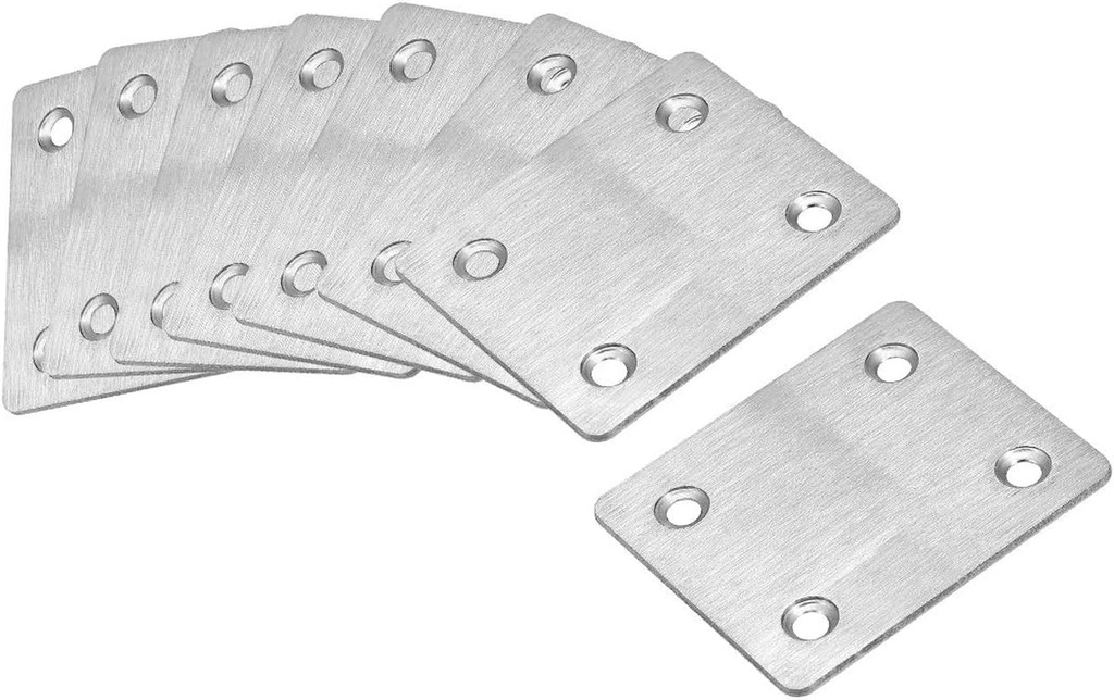 Uxcell Repair Plate, 60Mm X 50Mm, Flat Fixing Mending Bracket Connector, 8 Pcs