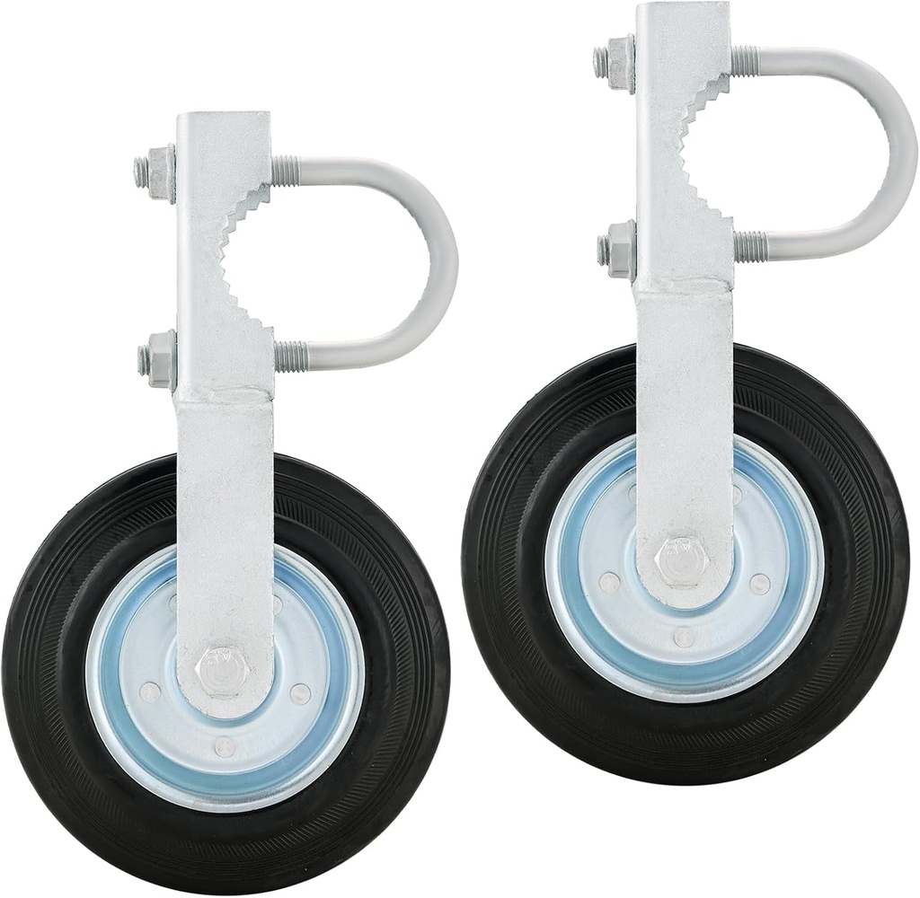 Heavy Duty 6" Gate Wheel Kit, Gate Caster Kit with 1-5/8" Thru 2" Gate Frames, Support Prevents Dragging on Chain Link Fence, for Metal Swing and Smooth Gates (2PCS)