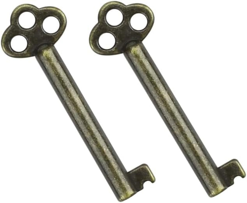 KY-6 Skeleton Key, Antique Brass Plated Hollow Barrel Skeleton Key, Perfect Key Replacement for Antique Vintage and Modern Furnitures(2 Pcs)